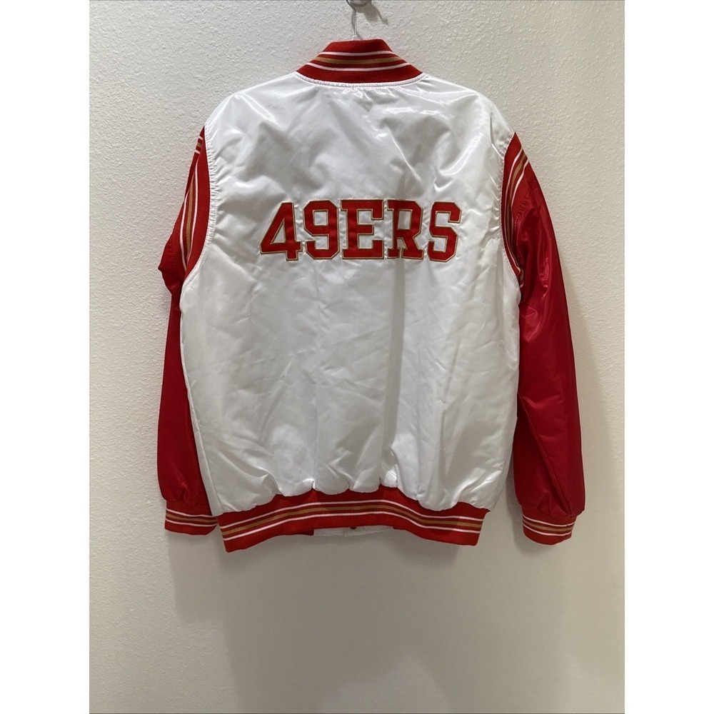White/Scarlet San Francisco 49ers Historic Logo Renegade Satin Varsity Jacket - Picture 5 of 7